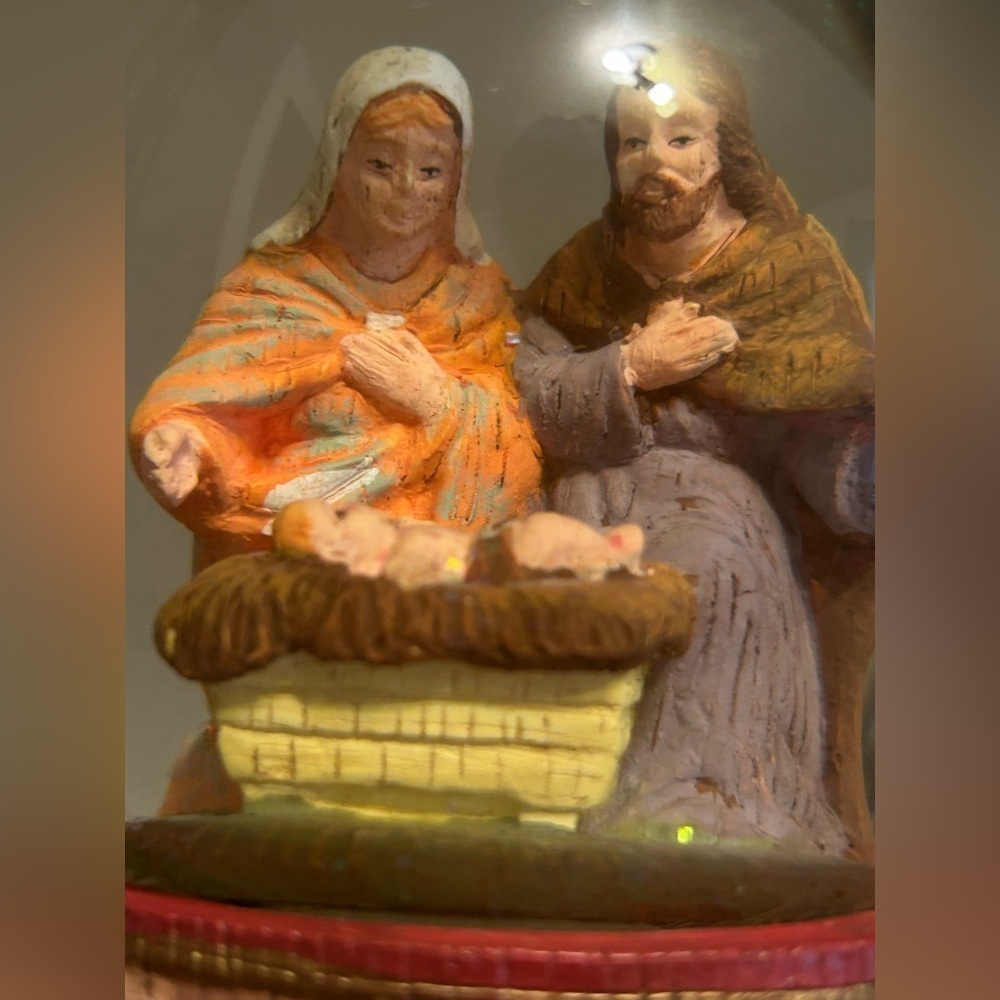 Vintage Nativity Snow Globe Hand Painted Holy Family Christmas Decor - Picture 7 of 16